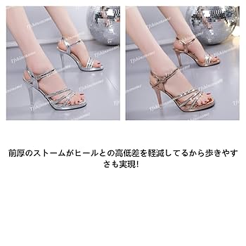 レディース　キラキラピンヒール　⭐︎値下げ中 Amazon | [Tfshinonome] キラキラ サンダル ヒール ピンヒール